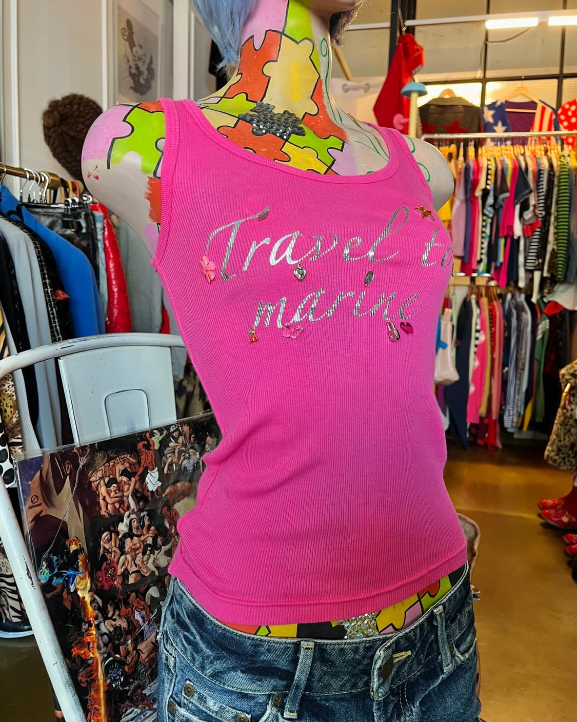 anna 3D Point Pink Golgi Sleeveless 상품이미지2