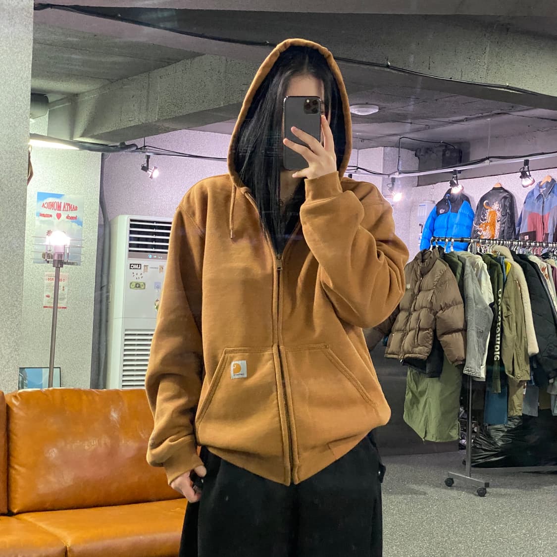 칼하트 패치로고 헤비웨이트 브라운 후드집업 B3973 상품이미지1