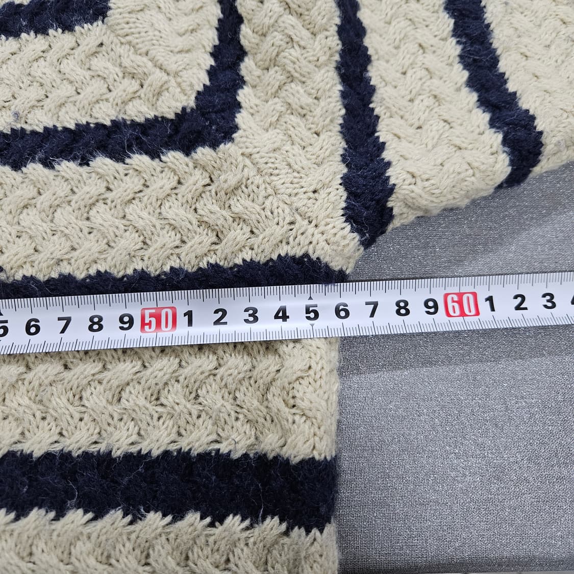 JPN 일본빈티지 아이보리 네이비 스트라이프 니트 L 상품이미지7