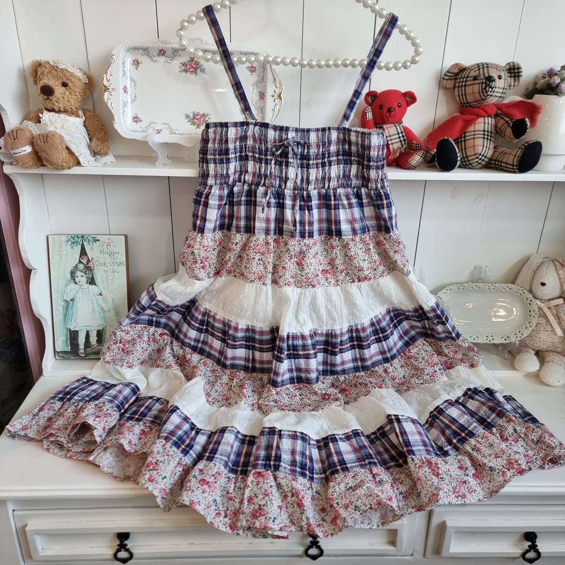 클레프 드 솔(CLEF DE SOL) 체크&플라워 패치원피스 상품이미지7