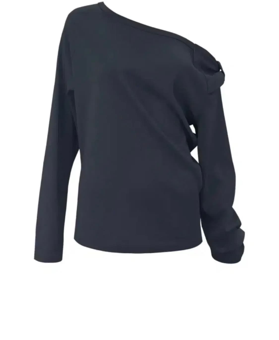 체메씨 bow one shoulder long sleeve 네이비 상품이미지1