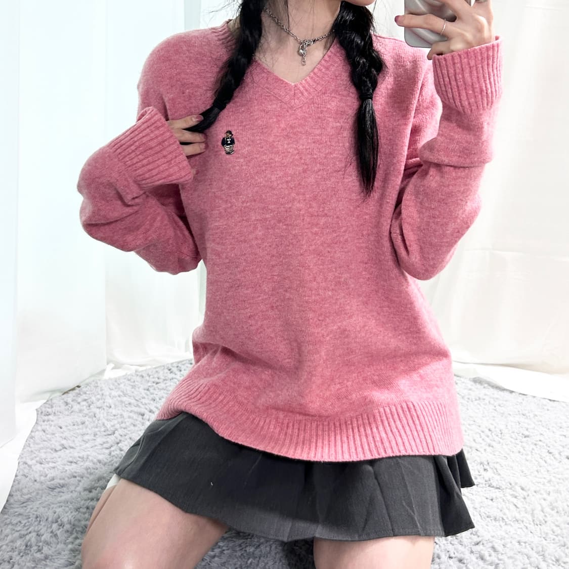 티니위니 핑크 브이넥 니트 상품이미지3