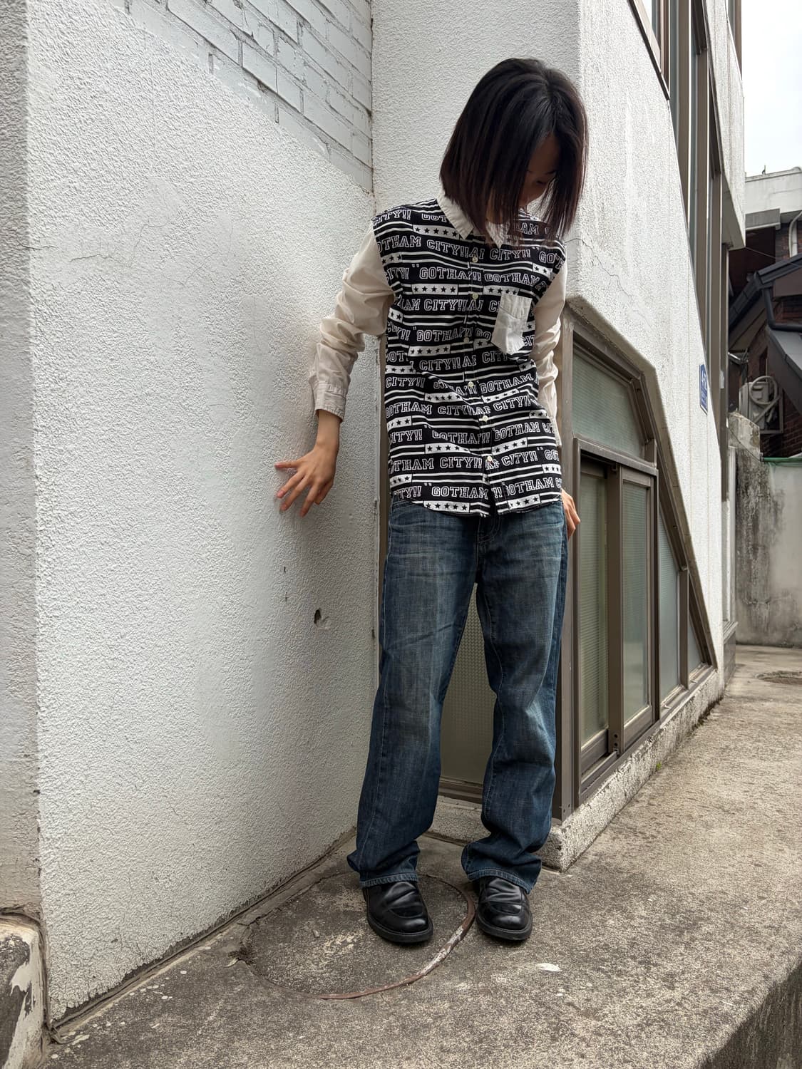 BROWNY 고담 시티 그래픽 레이어드 셔츠 L 상품이미지3