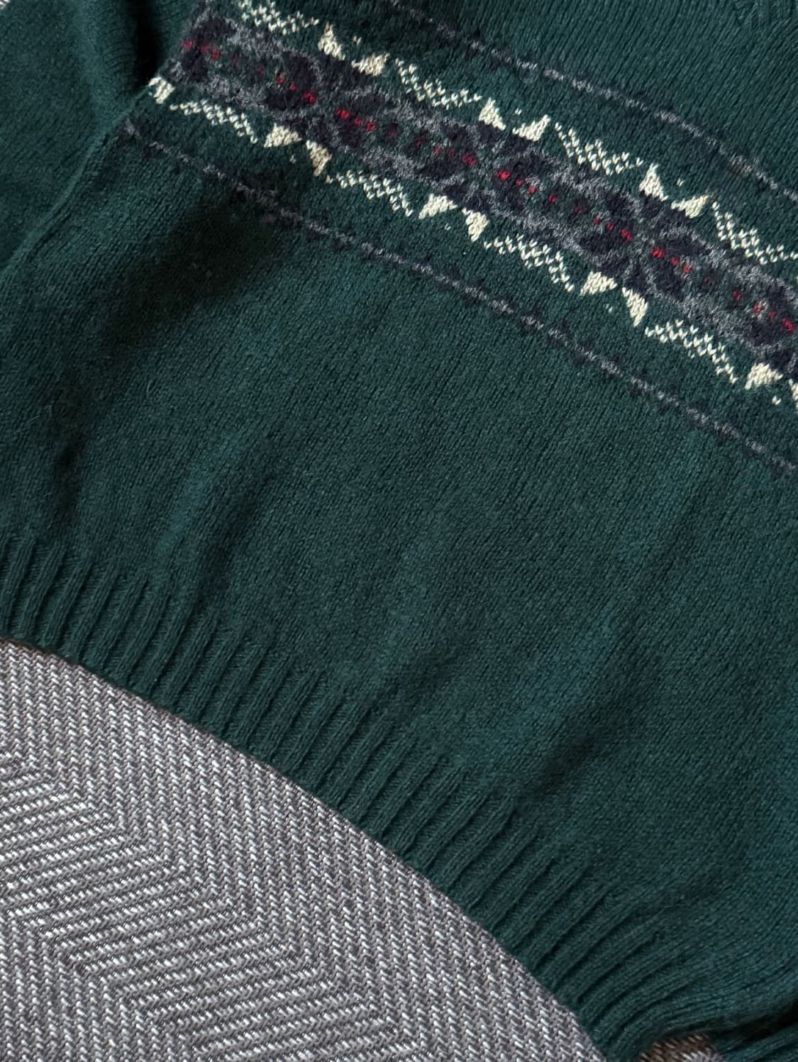 90s USA 에디바우어 브이넥 페어아일 울 스웨터 (105-110) 상품이미지4