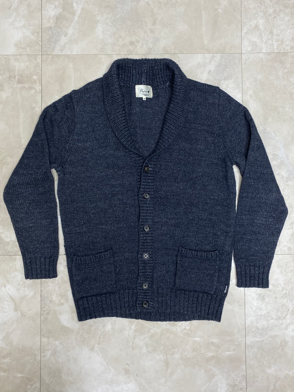 파파스 숄카라 니트 스웨터 가디건 네이비 M 상품이미지2