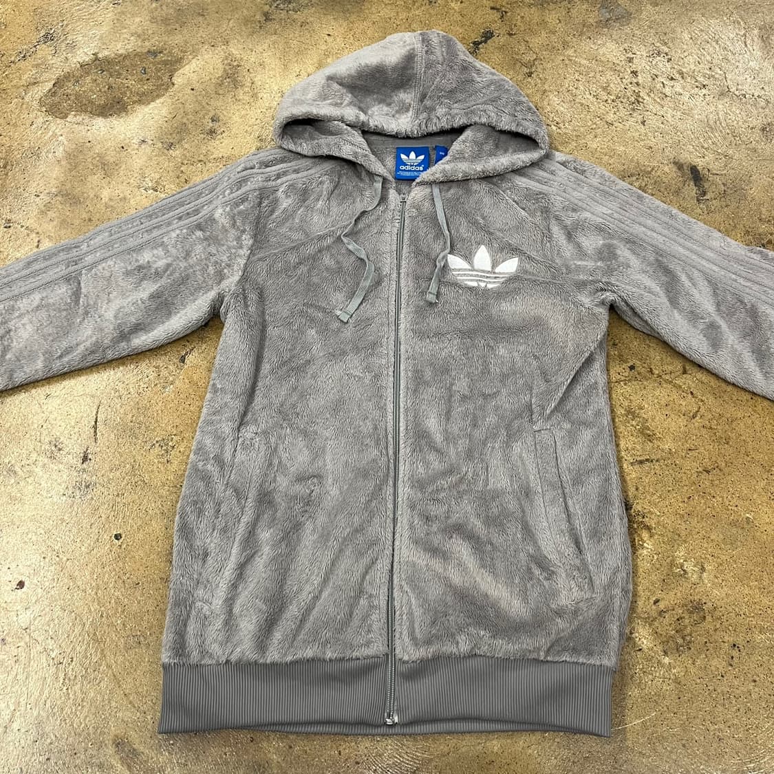 아디다스 그레이 백로고 후리스 후드집업 90 상품이미지3