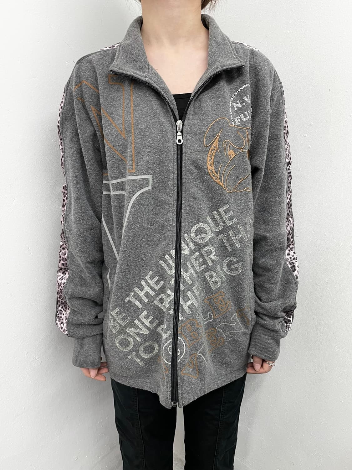 y2k 갸루 불독 레오파드 루즈 집업 상품이미지2