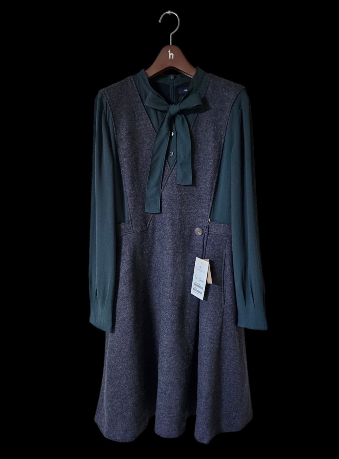 [미착용] 헤지스레이디스 배색 울 미디원피스 55 66 상품이미지4