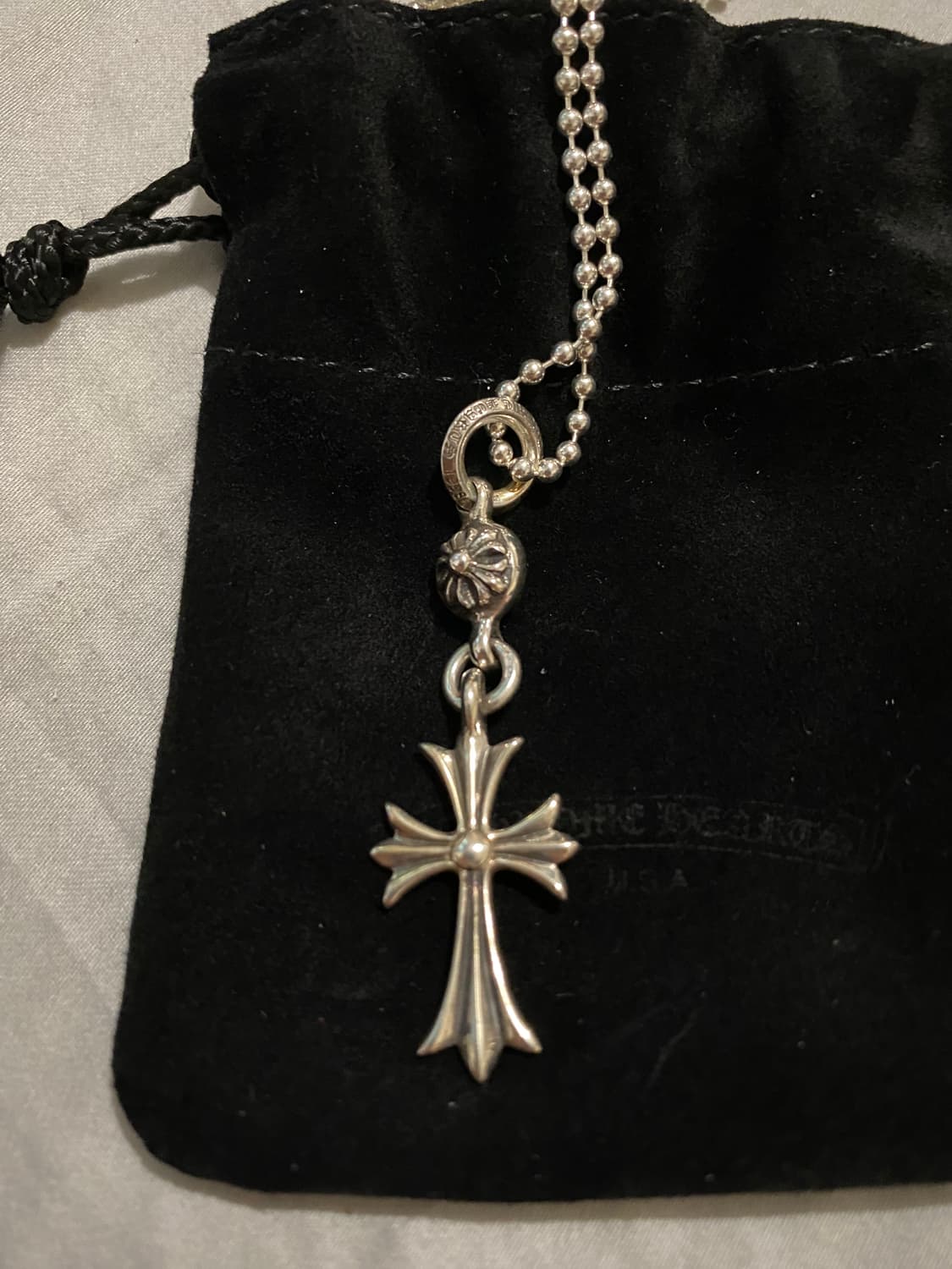 [OS] 크롬하츠 원볼 타이니 크로스 30인치 실버 볼체인 목걸이 상품이미지2