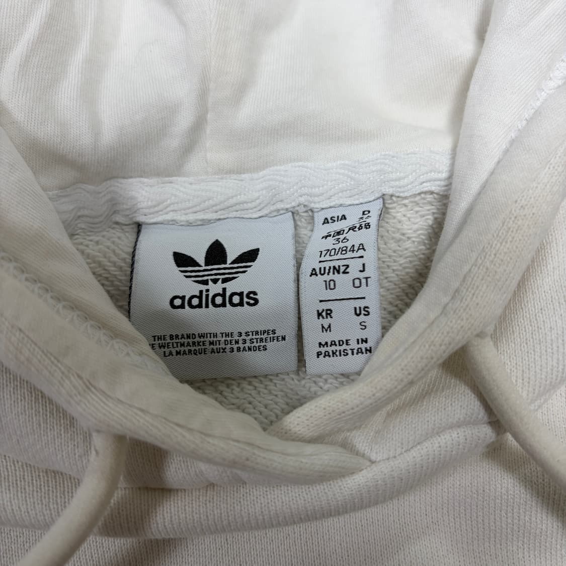 (W)아디다스 화이트 크롭 후드티 상품이미지3