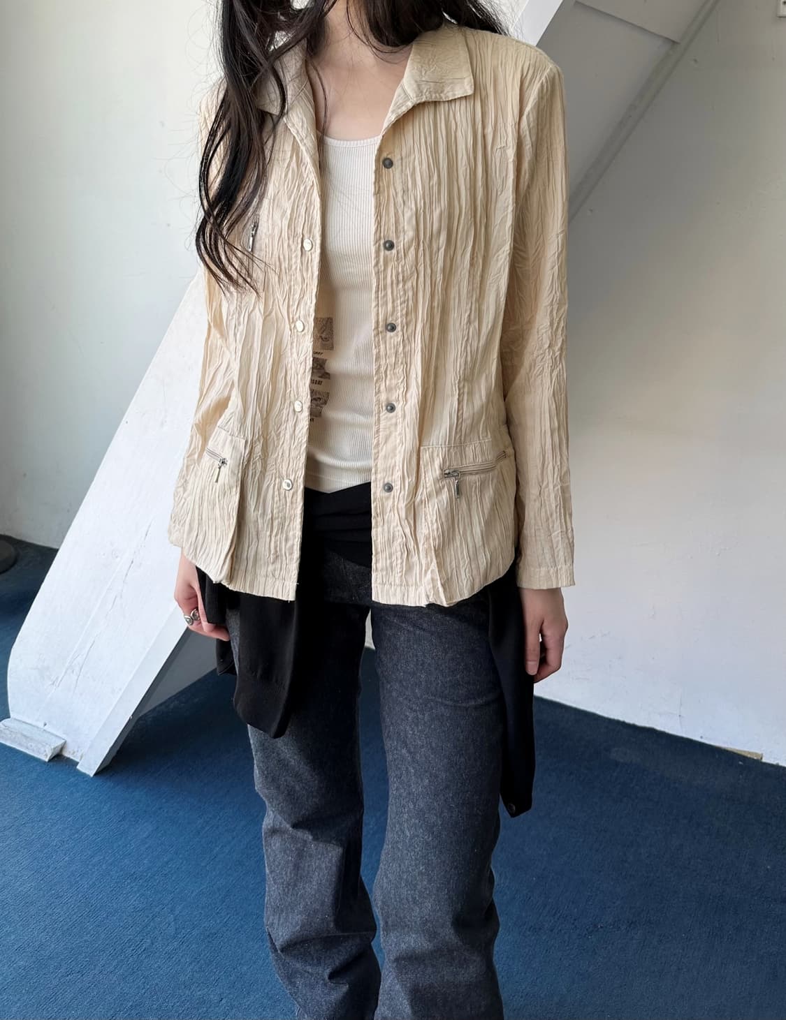 Cotton poly wrinkled utility jacket 상품이미지7