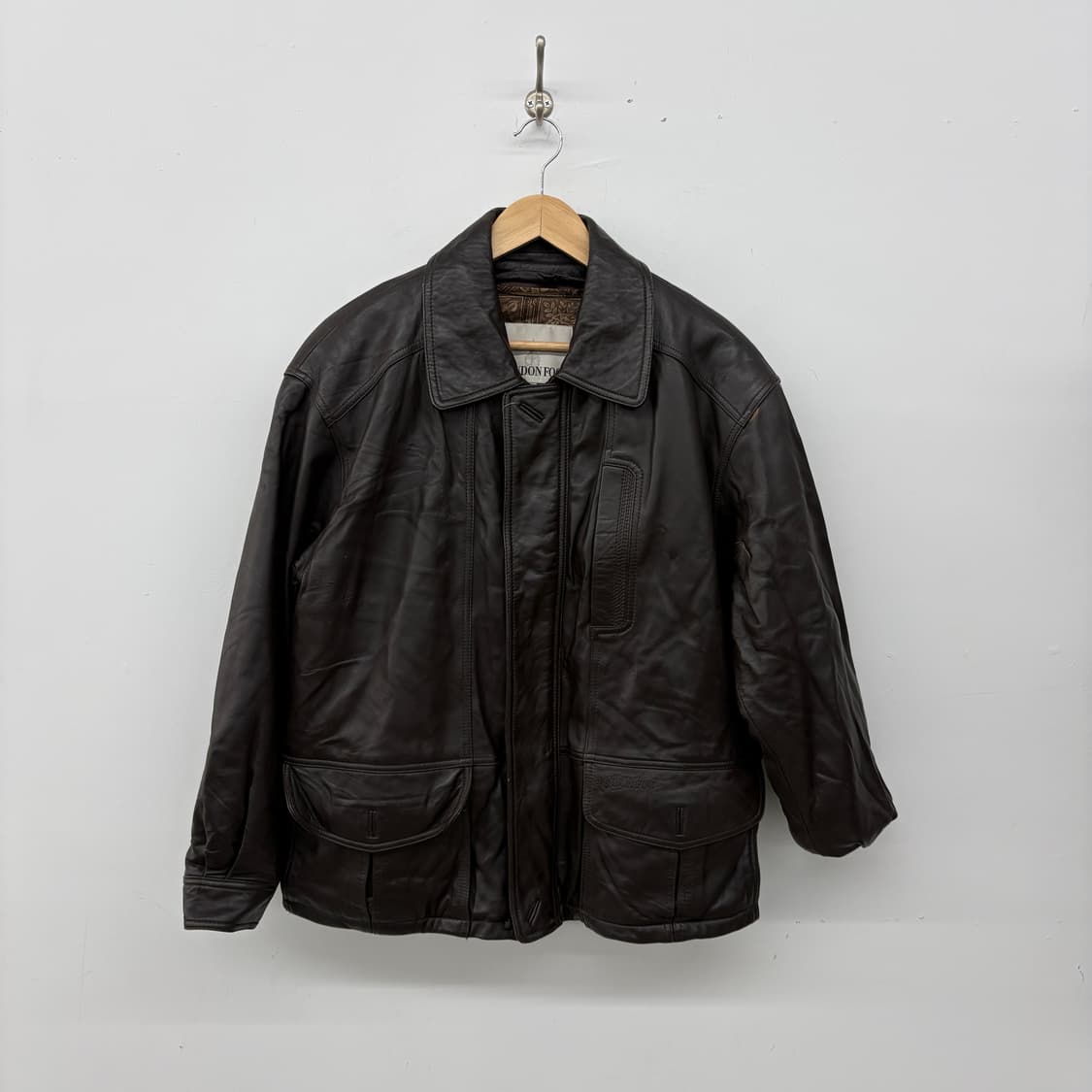 런던포그 빈티지 가죽 자켓 브라운 남성L 상품이미지1