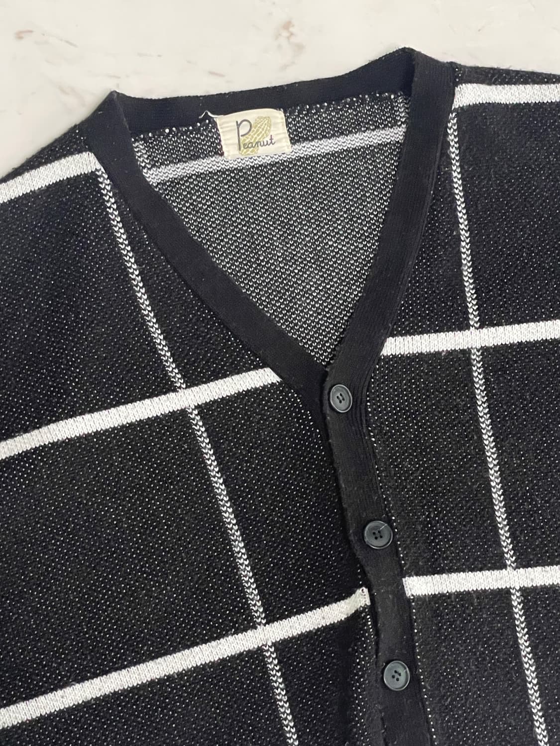 빈티지 체크 가디건 블랙 L-XL 상품이미지3