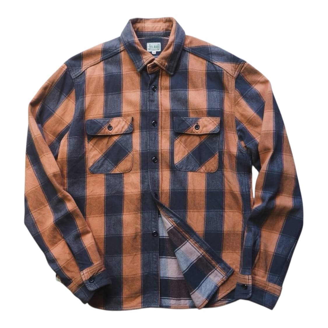 제라도 플란넬 체크 셔츠 오렌지/차콜 XL (105) 상품이미지1