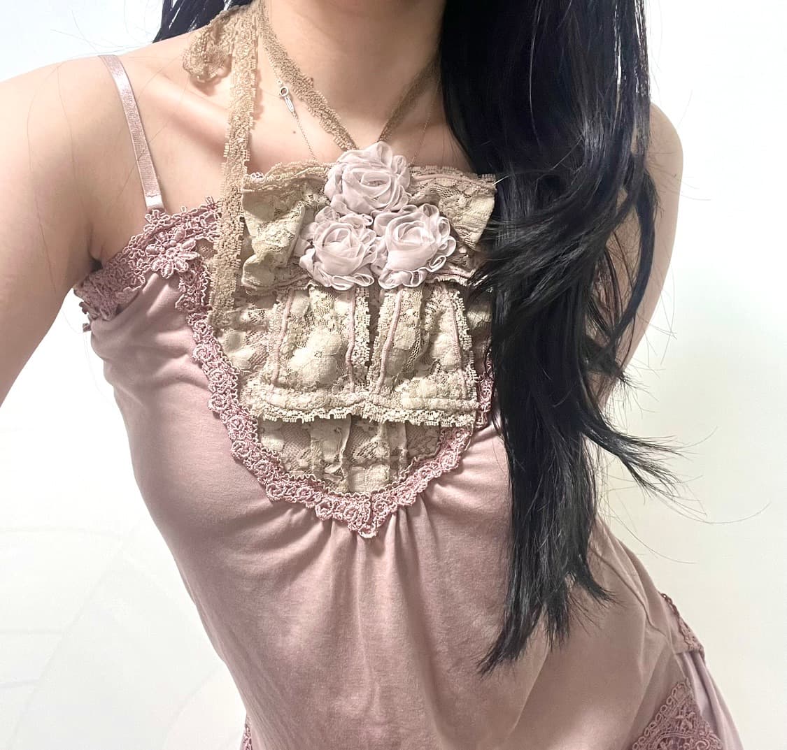 엑시즈팜 대장 로즈 레이스홀터넥나시슬리브리스페어리그런지히메갸루오리엔탈갸루 상품이미지4
