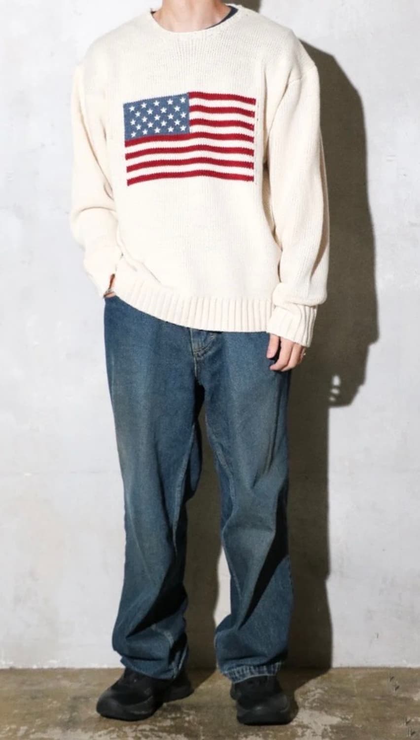 90's Polo American flag knit [XL] 상품이미지9
