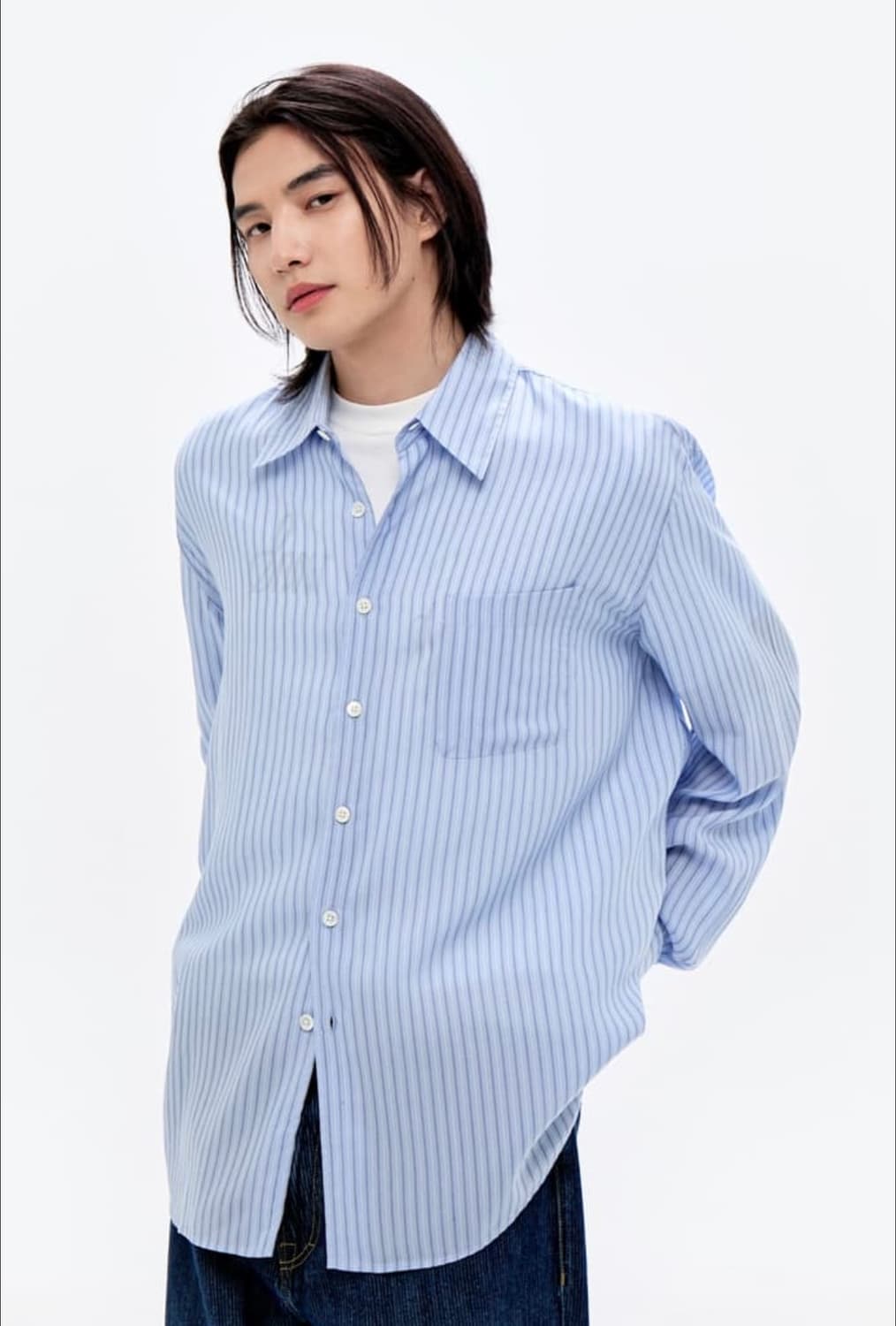 아워레가시 어보브 스트라이프 텐셀 셔츠 상품이미지2