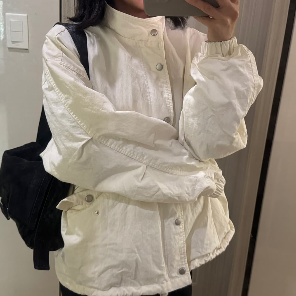 오로 oro 라퍼지포우먼 야상 자켓 오버핏 필드 숏 자켓 (화이트) 상품이미지2