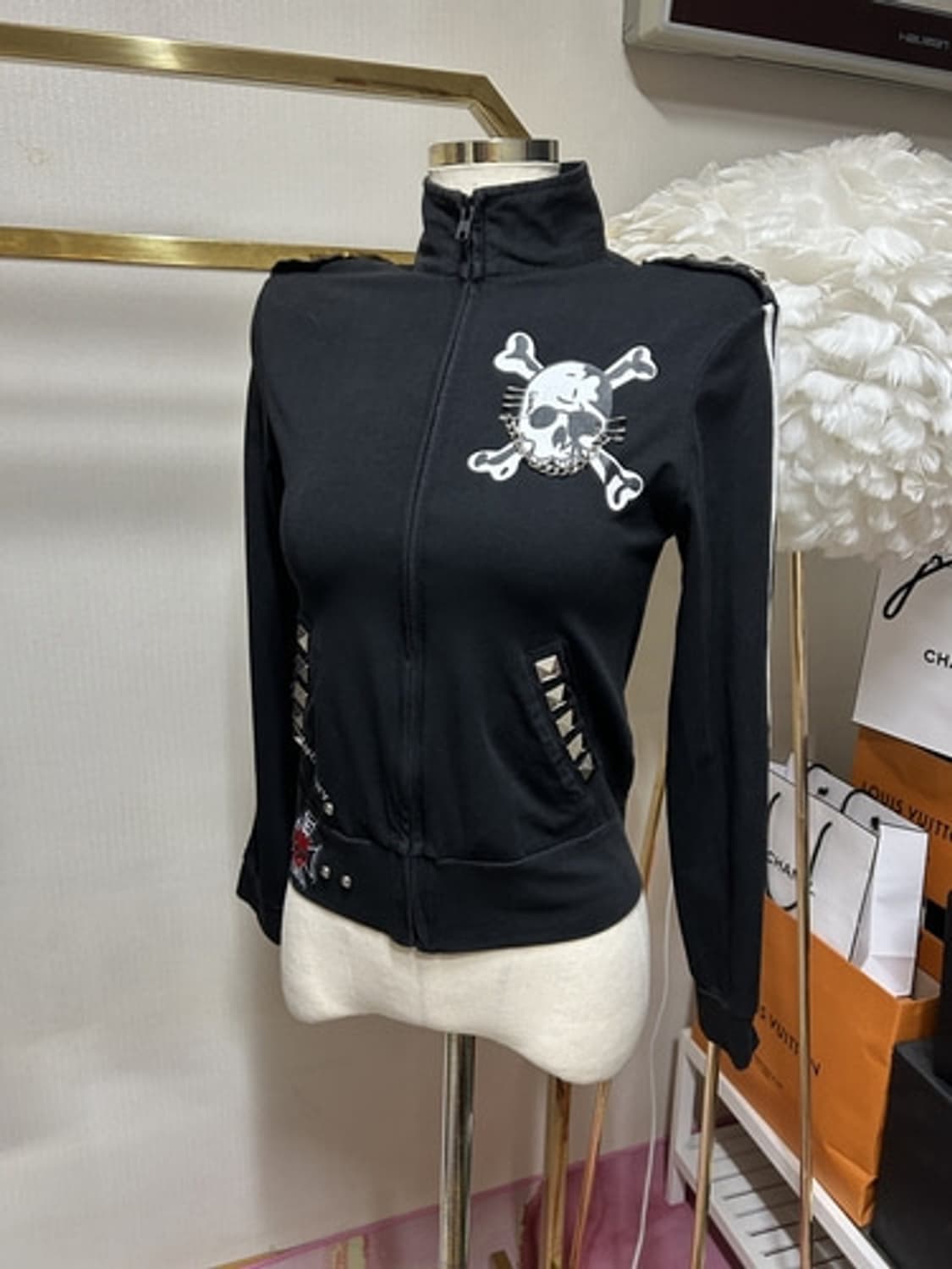 Magic punk skull chain jersey 펑크 옷핀 해골져지 상품이미지10