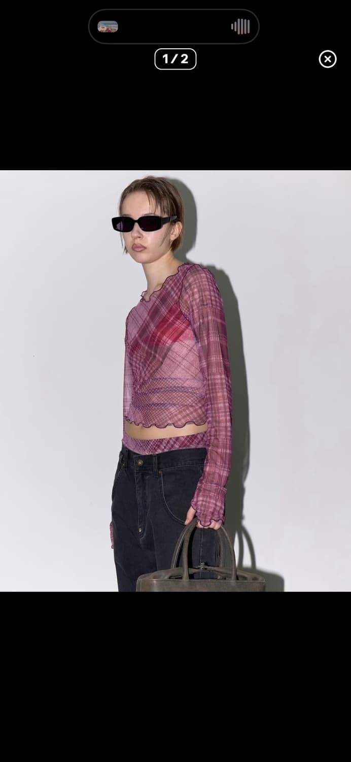 경 gyeong 체크 메쉬 탑 핑크 체크/ 구매가 89,000 상품이미지2