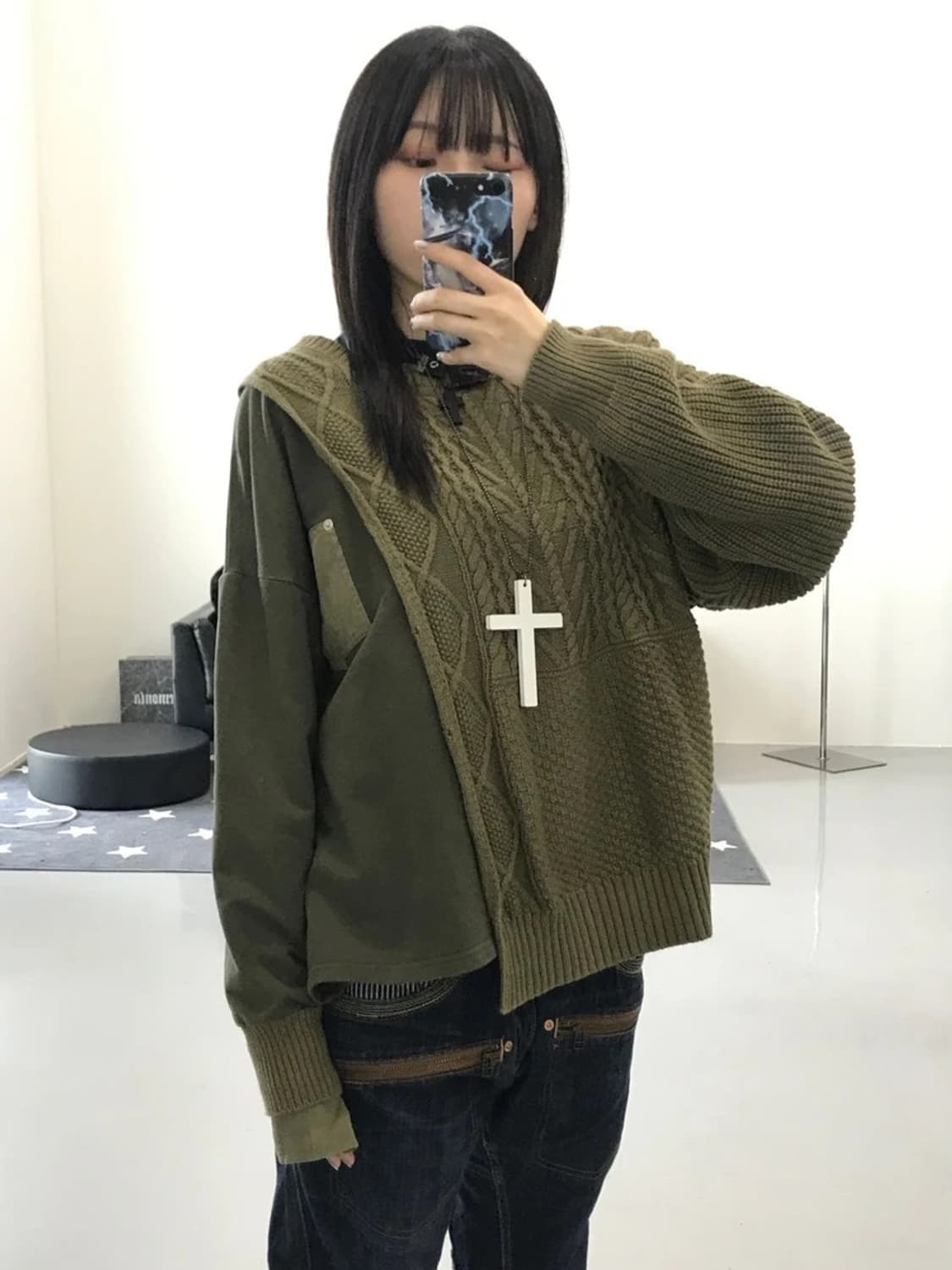 JPN 카키 디테일 니트 상품이미지2