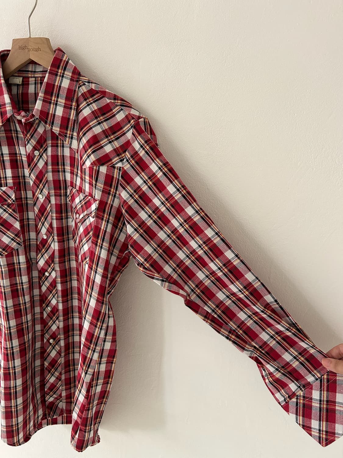 90's red check Western Shirt. 상품이미지3