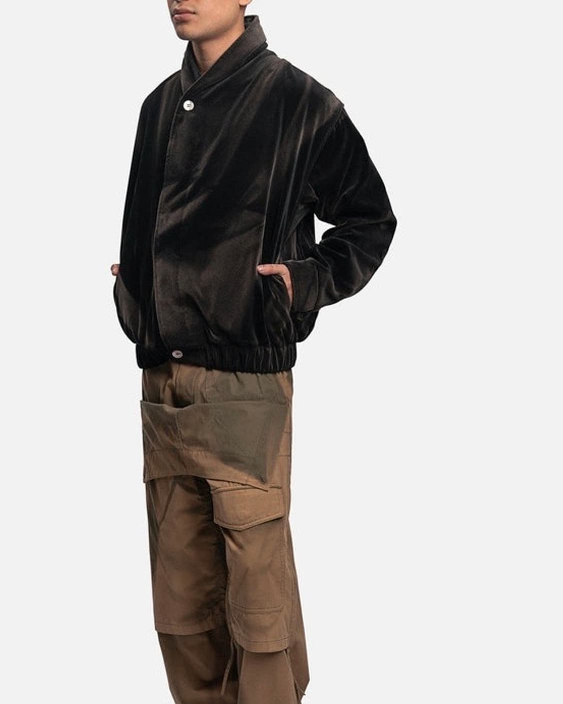 [M] 지용킴 22aw 숄 카라 벨벳 봄버 자켓 네이비 상품이미지7