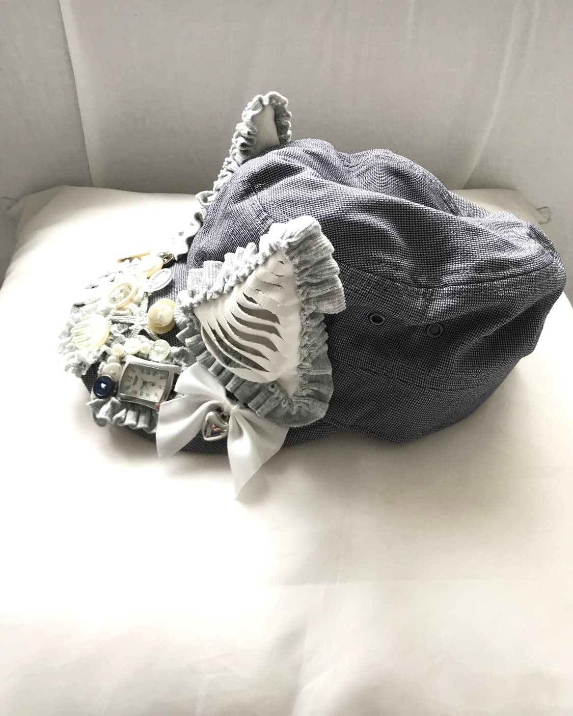Custom🐾)Grey-Blue frill Cat-Ear mix cap 상품이미지2