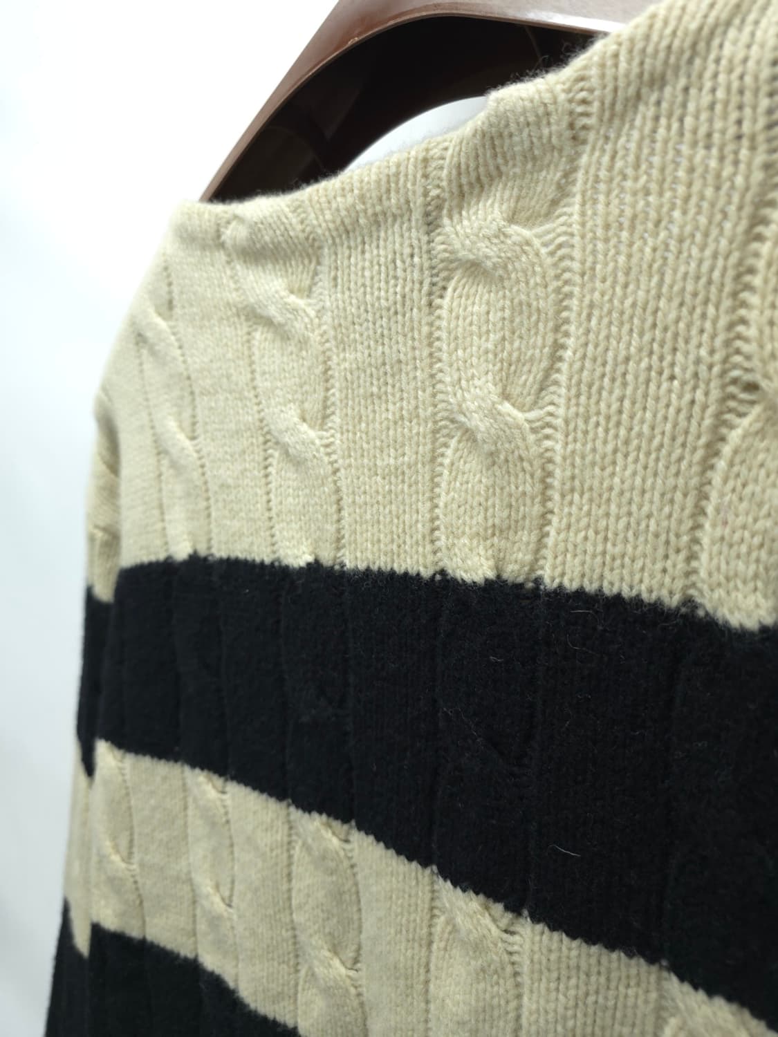 ​[희귀] 폴로 럭비라인 한정판 셰틀랜드 울 100% 꽈배기 단가라 니트 상품이미지8