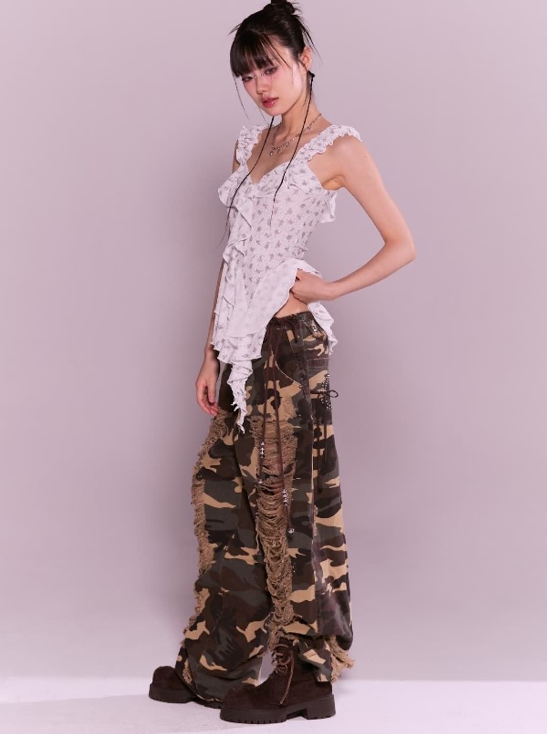 damage pleats pt - camo 상품이미지5