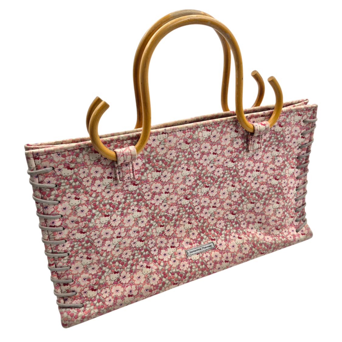 10s 사만사타바사 키티 콜라보 플로랄 뱀부 토트백 상품이미지2