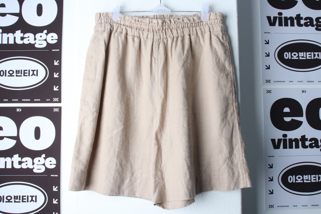 (M-L) 코스 반바지 팬츠 린넨 마 100 밴딩 베이지-P9978 상품이미지2