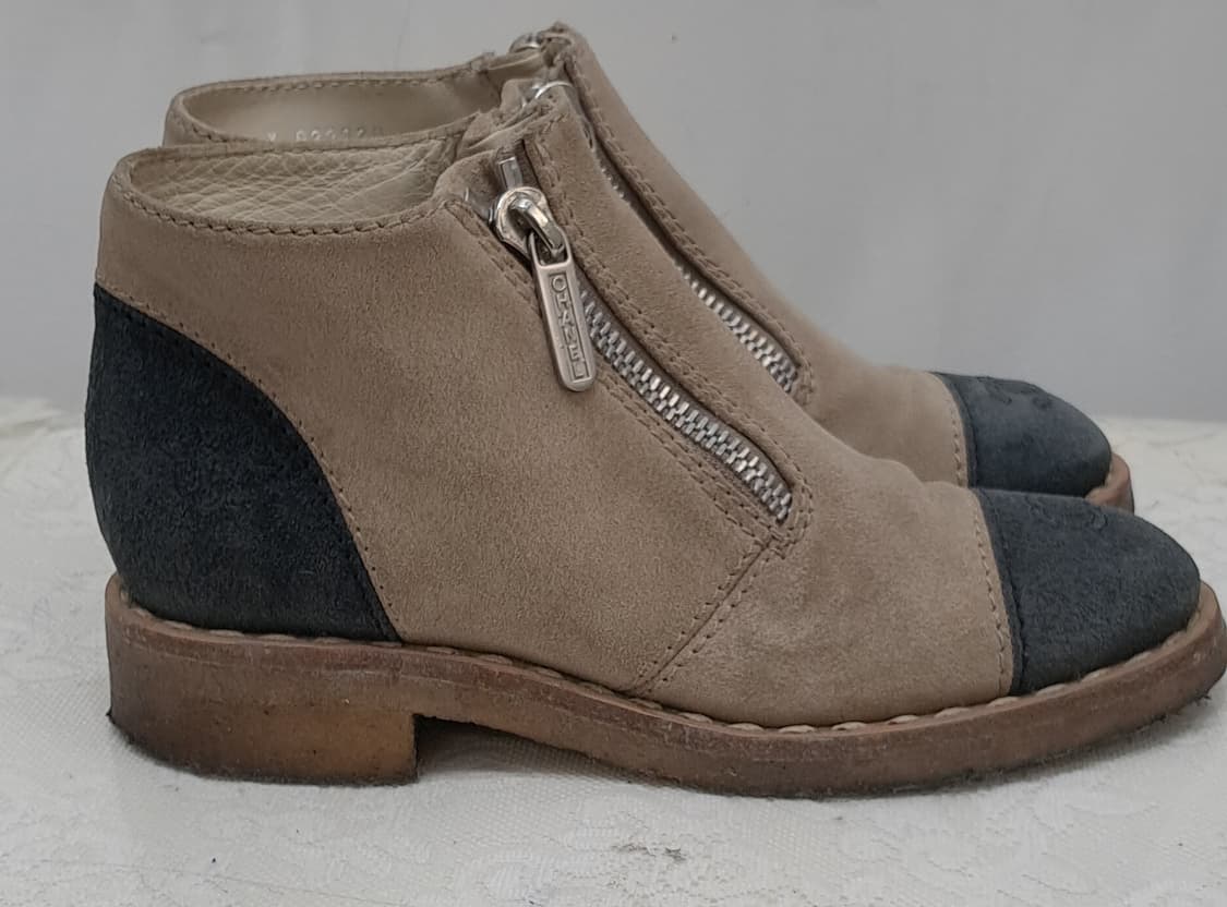 샤넬 스웨이드 캡 토 자퍼 앵클부츠 38 상품이미지3