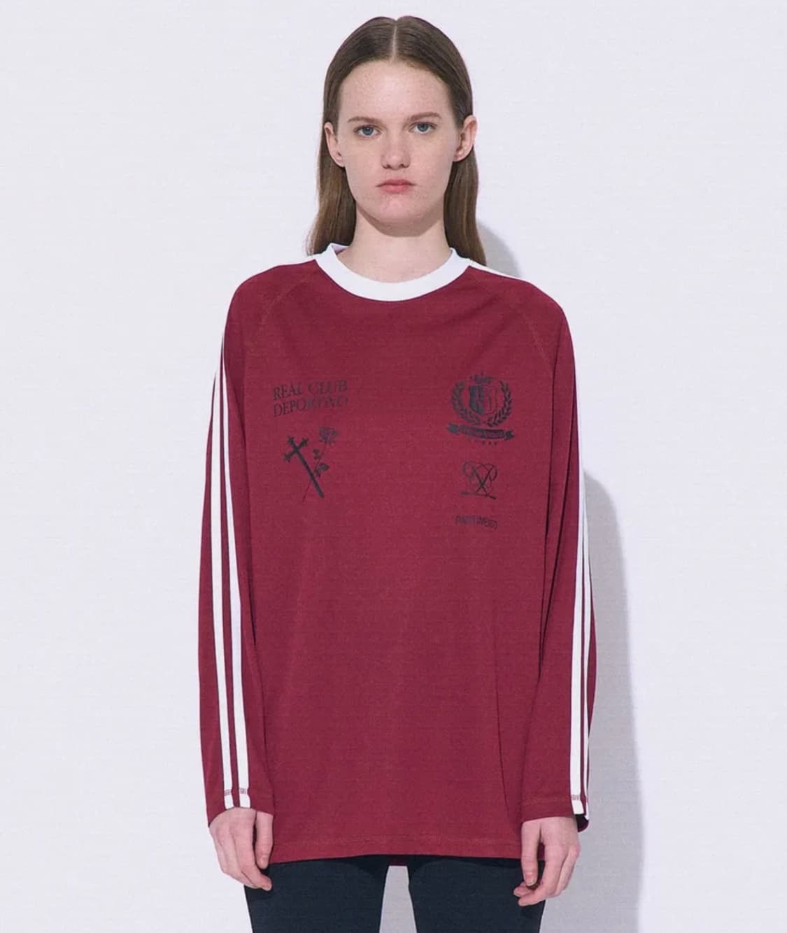 [파르티멘토 우먼] 스트라이프 풋볼 저지 롱슬리브 티 상품이미지1