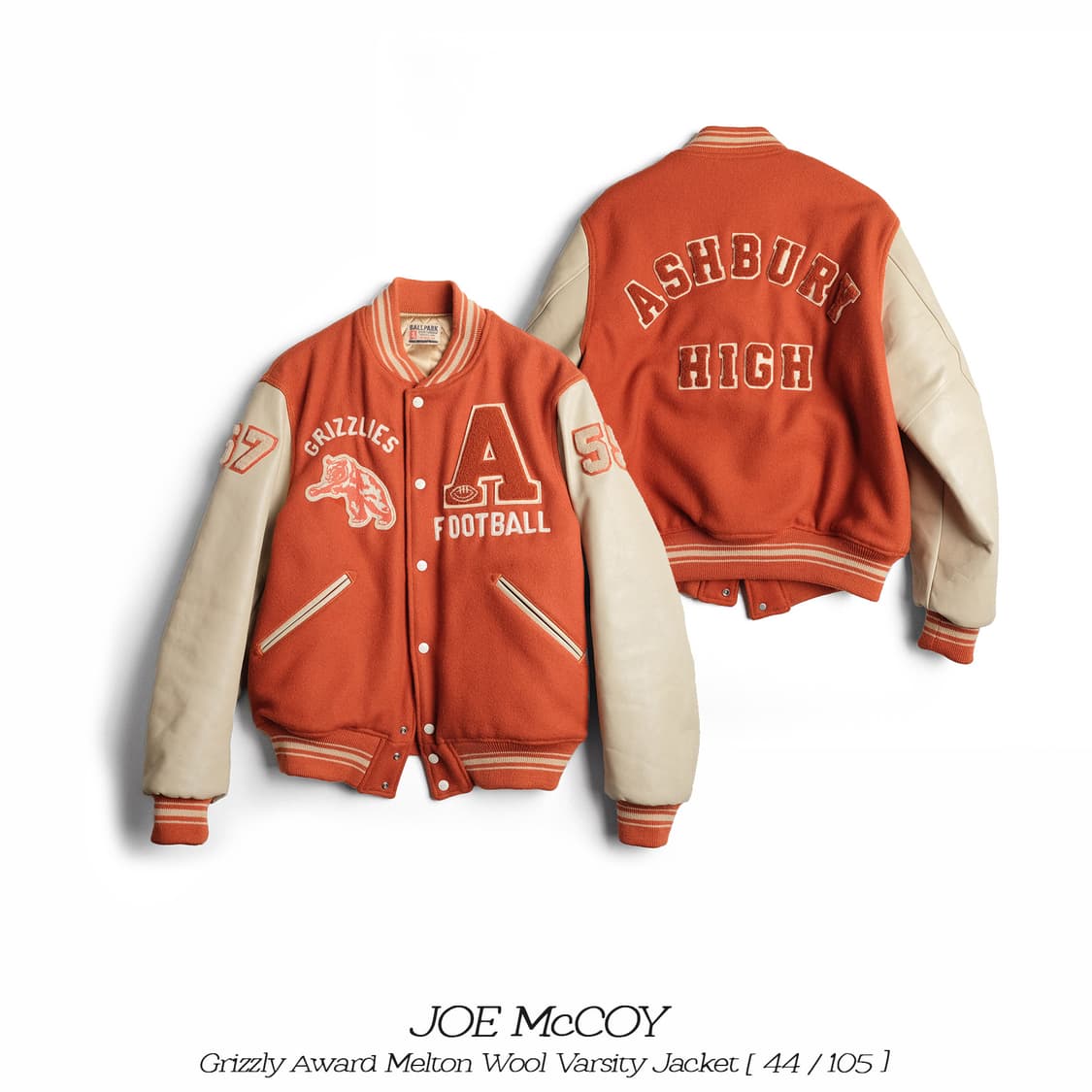 조맥코이 그리즐리 어워드 멜튼 울 바시티자켓 44사이즈 상품이미지1