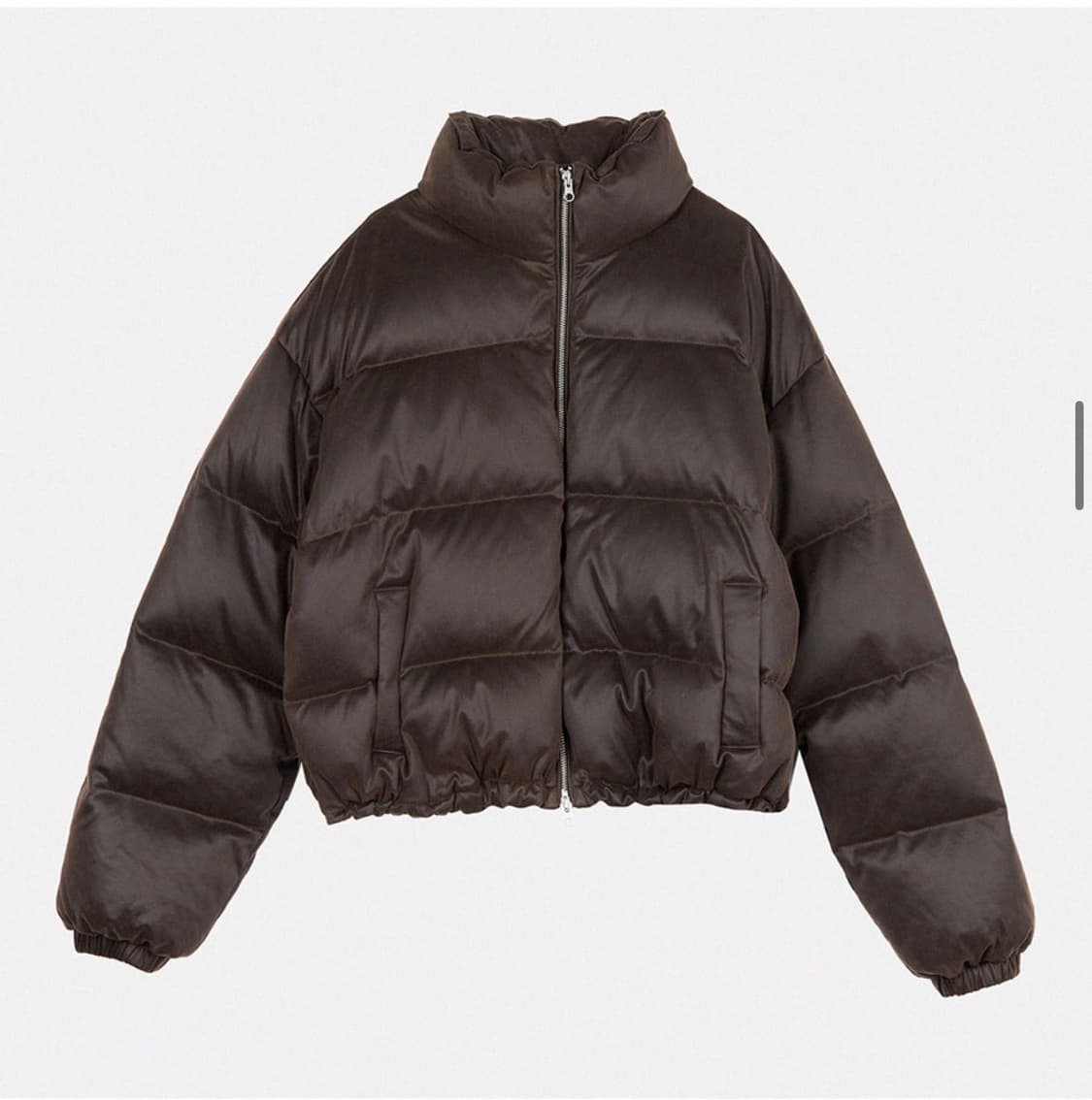 LE 르 브라운 크랙 페이크 레더 하이넥 다운 패딩 점퍼 F 상품이미지5