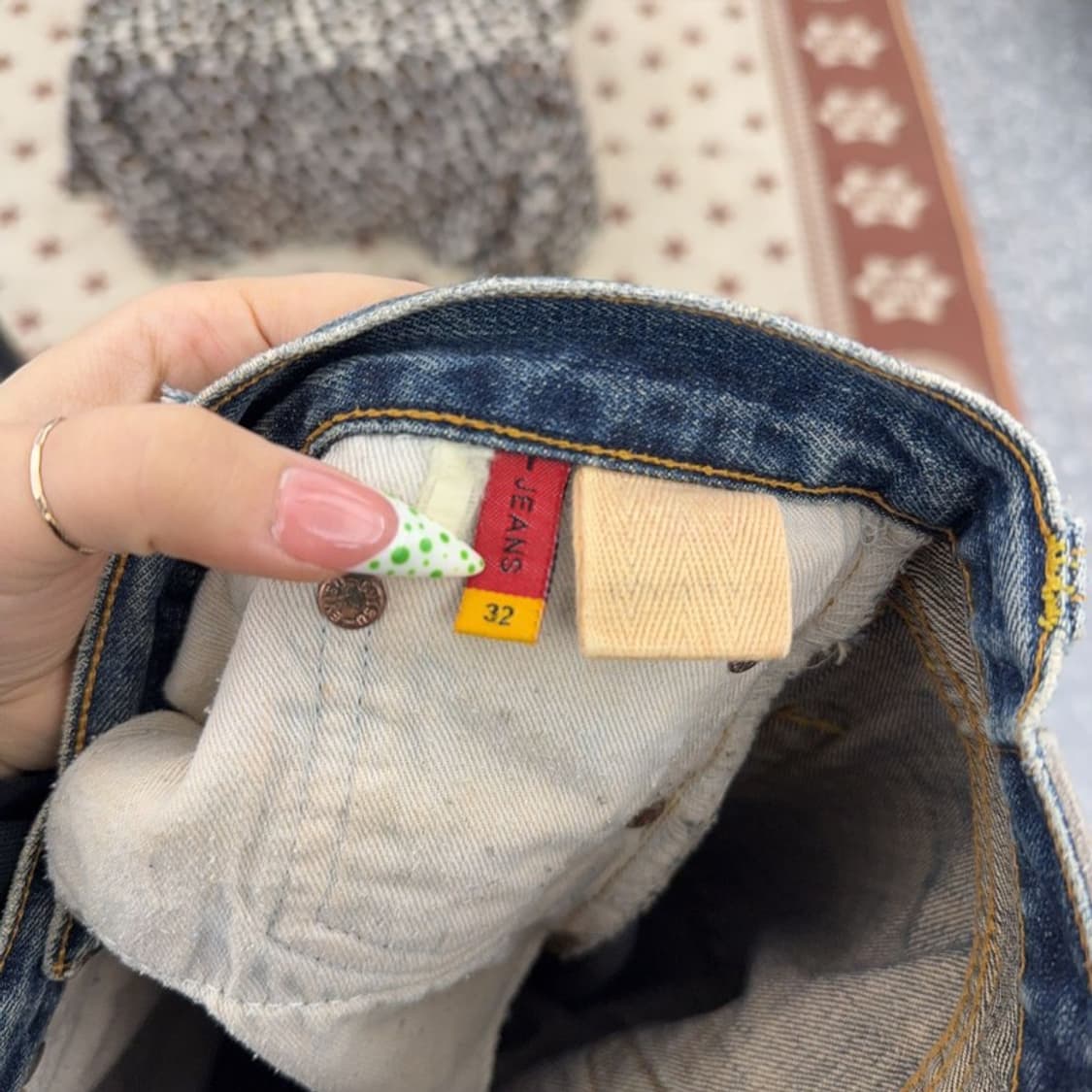 에비수 빈티지 레트로 포켓프린팅 데님팬츠 32인치 C09137 상품이미지6