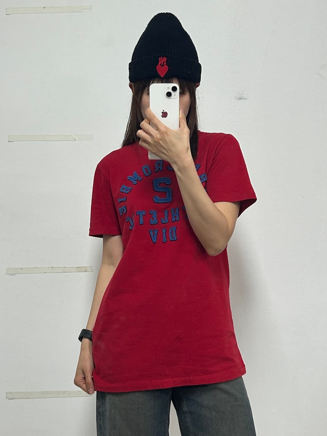 아베크롬비 아치로고 티셔츠 레드 상품이미지1