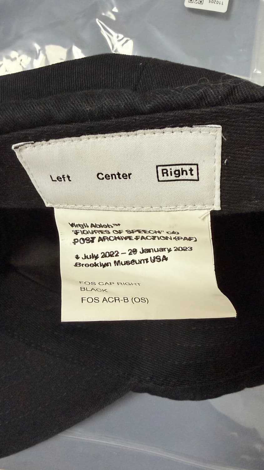 오프화이트 x 포스트 아카이브 팩션 피규어 오브 스피치 캡 라이트 블랙 상품이미지4