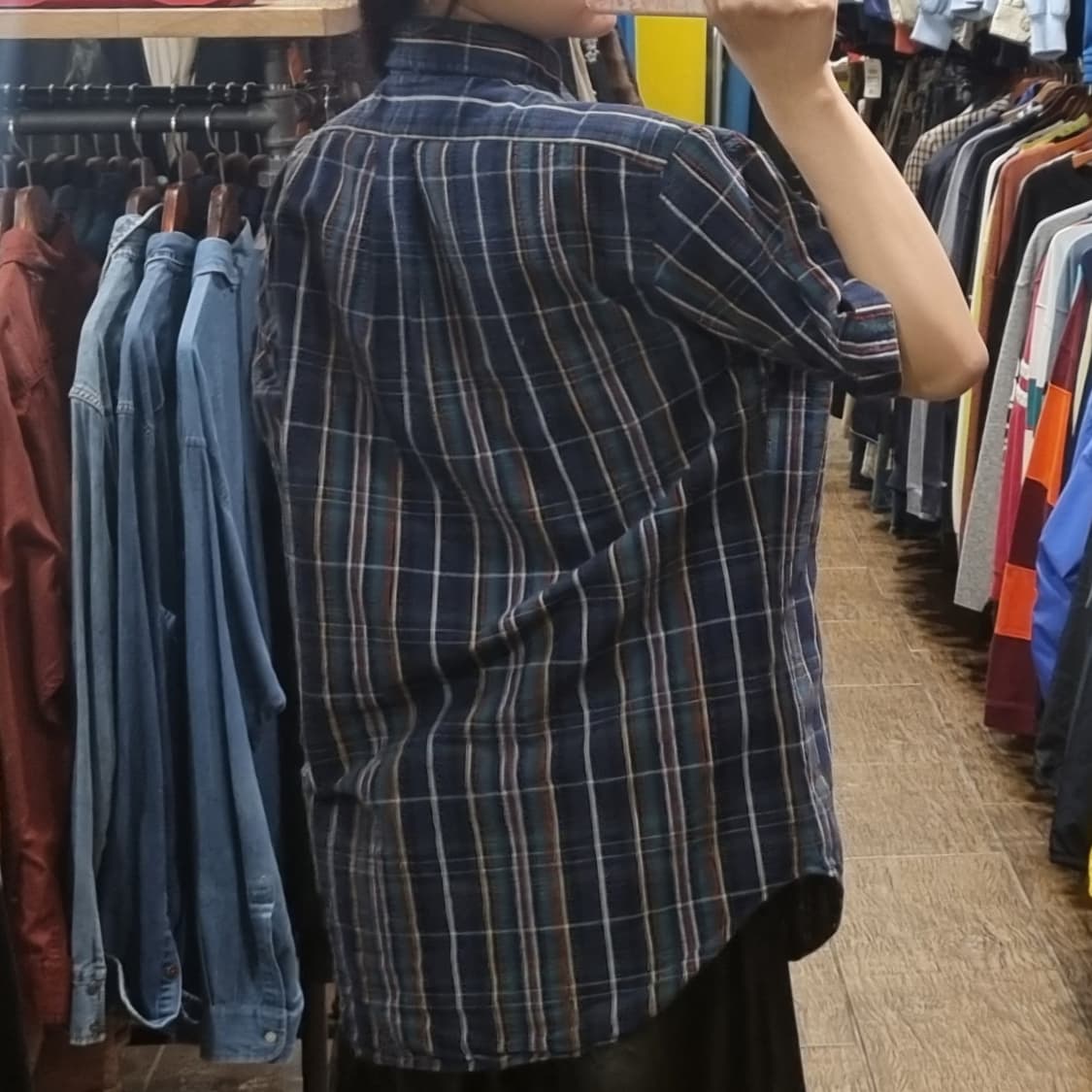 [Hi] 폴로 체크 반팔셔츠 네이비 상품이미지5