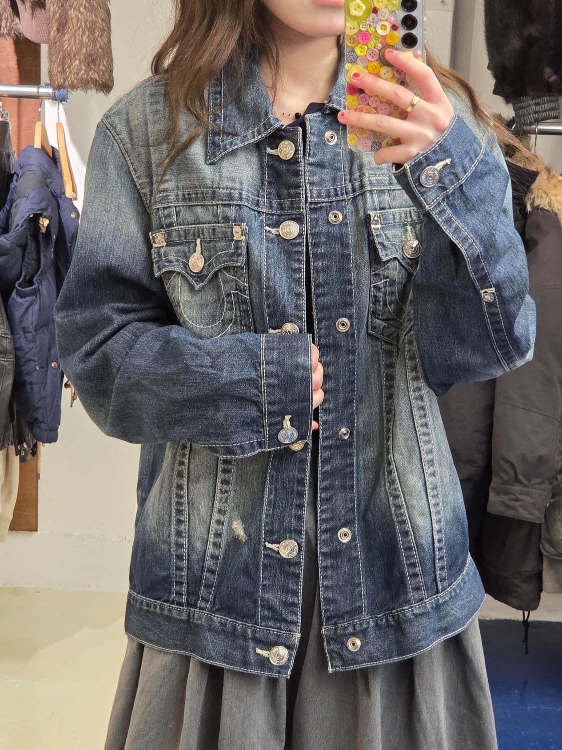 TR 트루릴리전 화이트 스티치 데님 자켓 상품이미지3