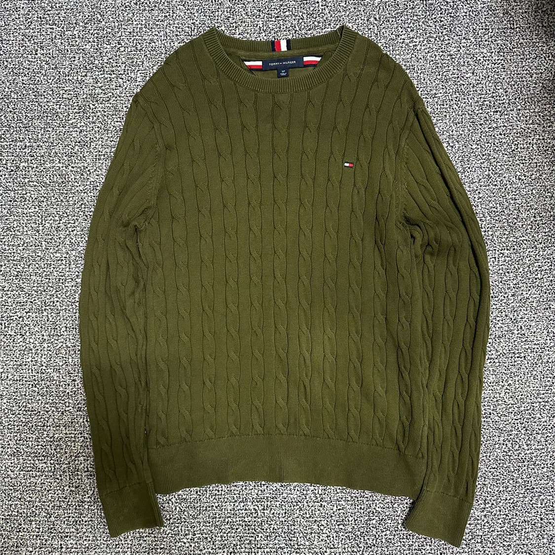 (S) 타미힐피거 케이블 니트 올리브 상품이미지1
