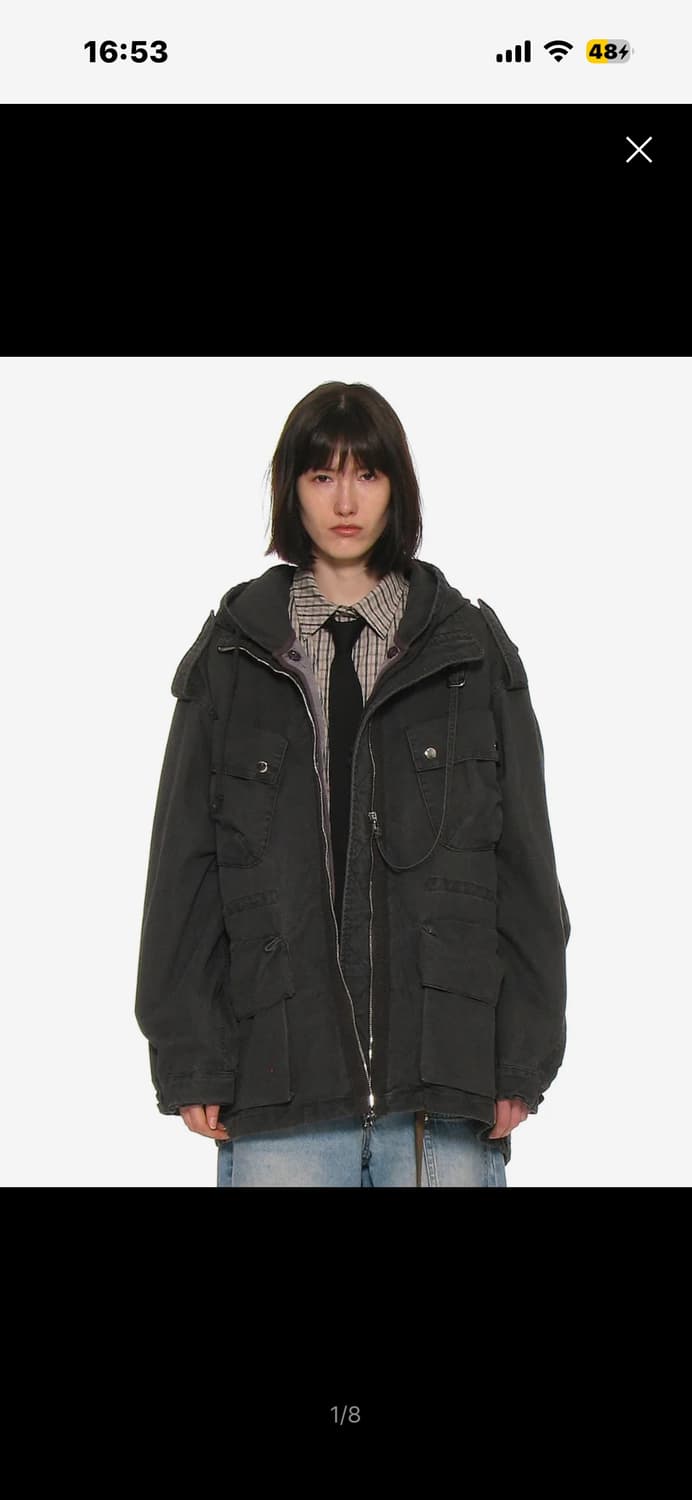 파르티멘토우먼 2 IN 1 워시드 M65 필드 자켓_차콜 상품이미지3