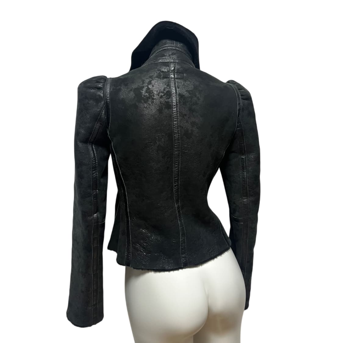 Asymmetric 하이넥 드레이핑 무스탕 상품이미지9