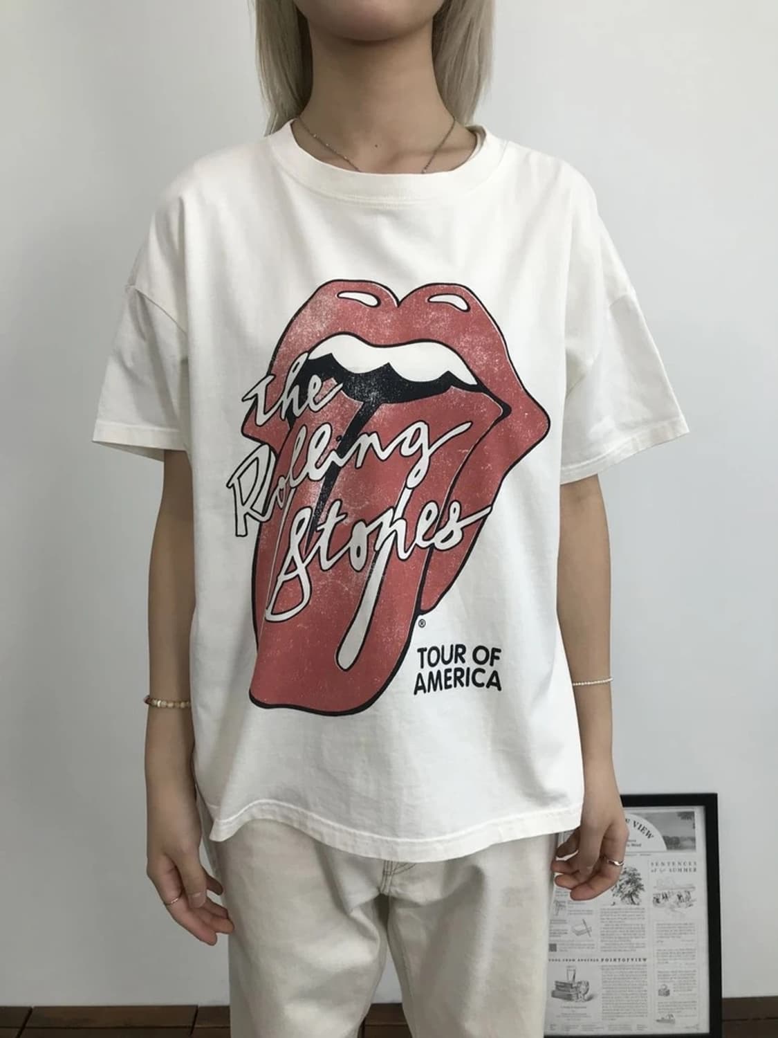 H&M Rolling Stones Tour Tee Cream 상품이미지2