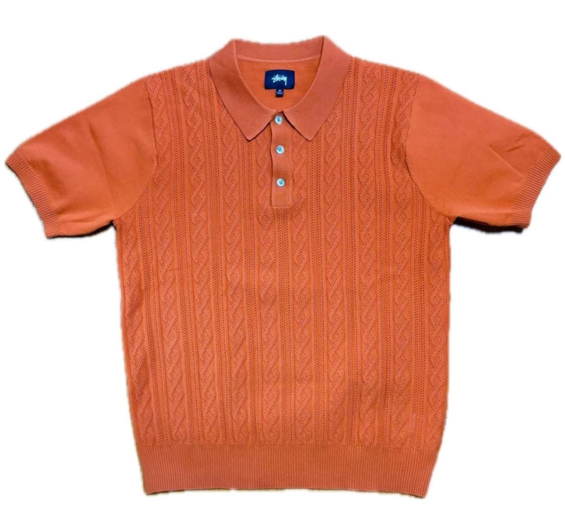 스투시 와플니트 반팔 오렌지 상품이미지1