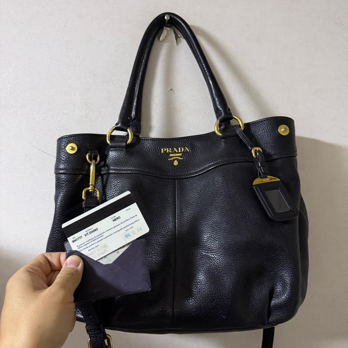 프라다 BN1777 블랙 비텔로 다이노 금장 토트&크로스백 상품이미지9