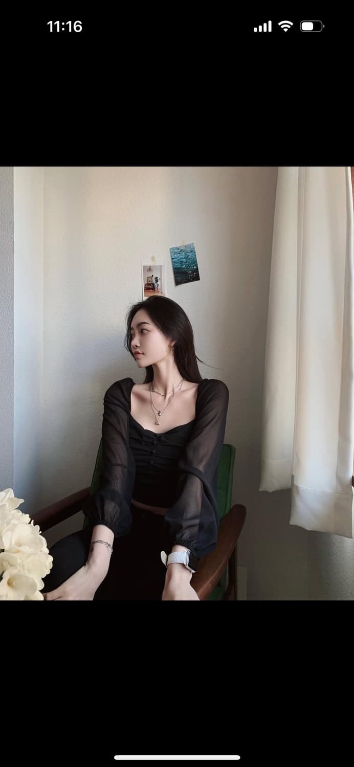 페일제이드 포유 버튼 블라우스 블랙 상품이미지2