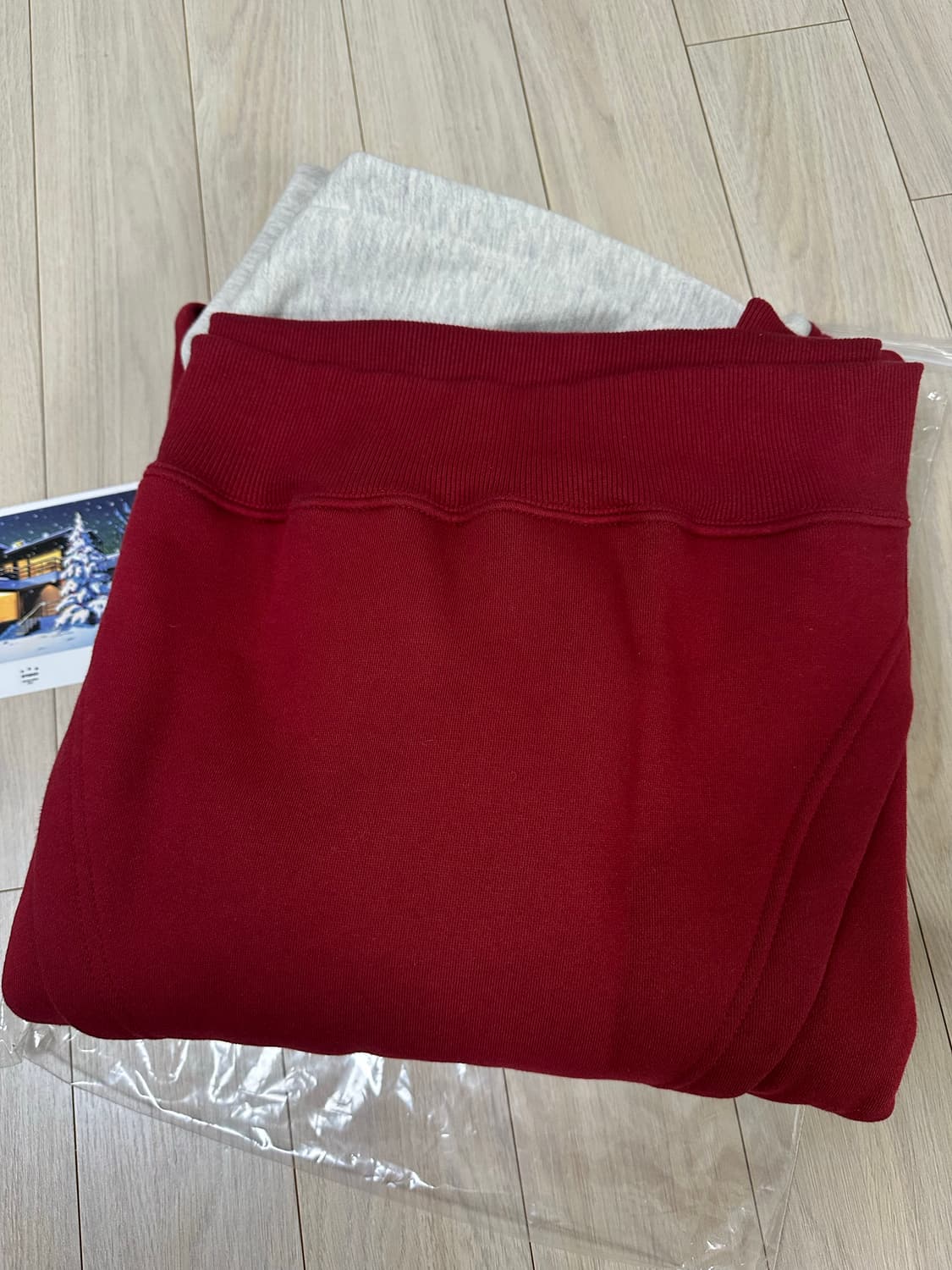 아이앱 스튜디오 24 크리스마스 후드 버건디 오트밀 L 상품이미지4