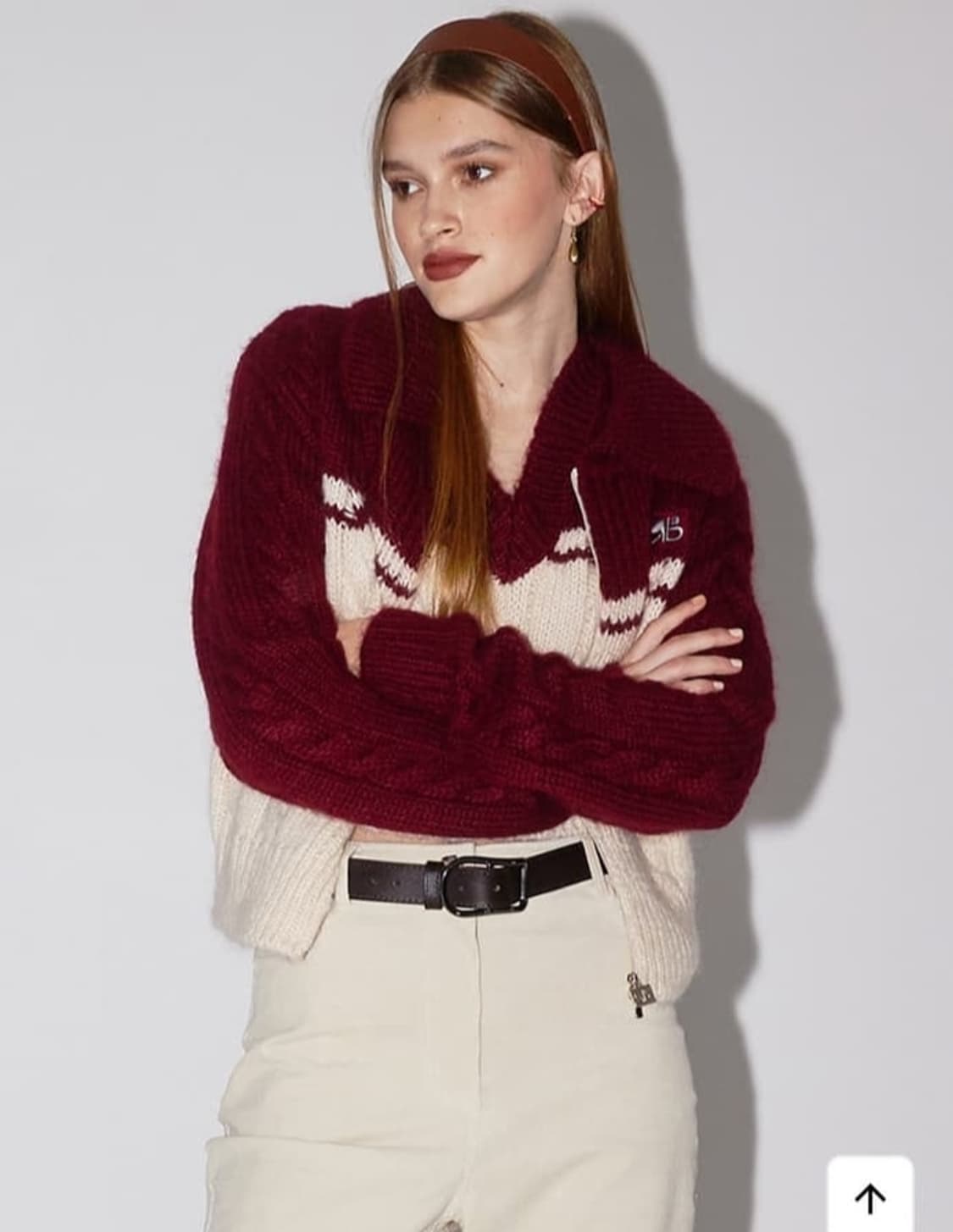 래비티스포츠 크롭 RB 케이블 니트 가디건 PN8542 상품이미지2